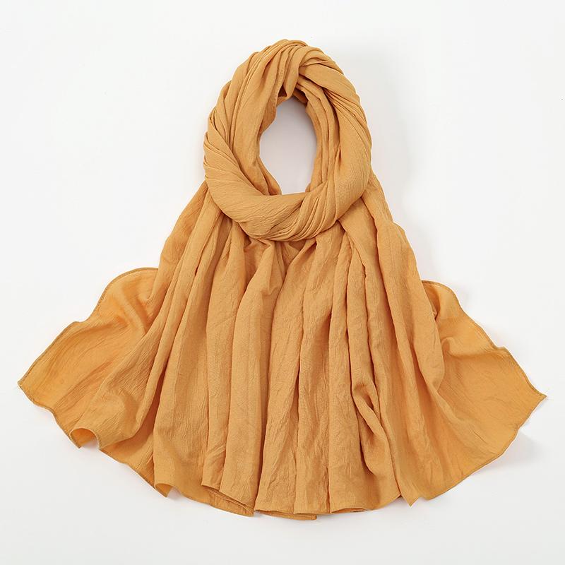 New Muslim Hijabs For Women Scarf Plain Long Shawls Femme Musulman Soft Crinkle Cotton Headscarf Wraps Islamic Turban Headband