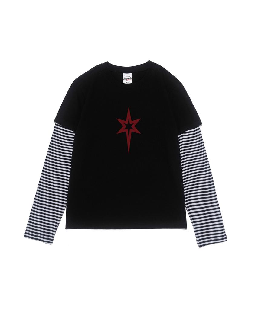 CARGOBROS FOR WOMAN Star Layered Long Sleeve T-Shirt (Black/White)