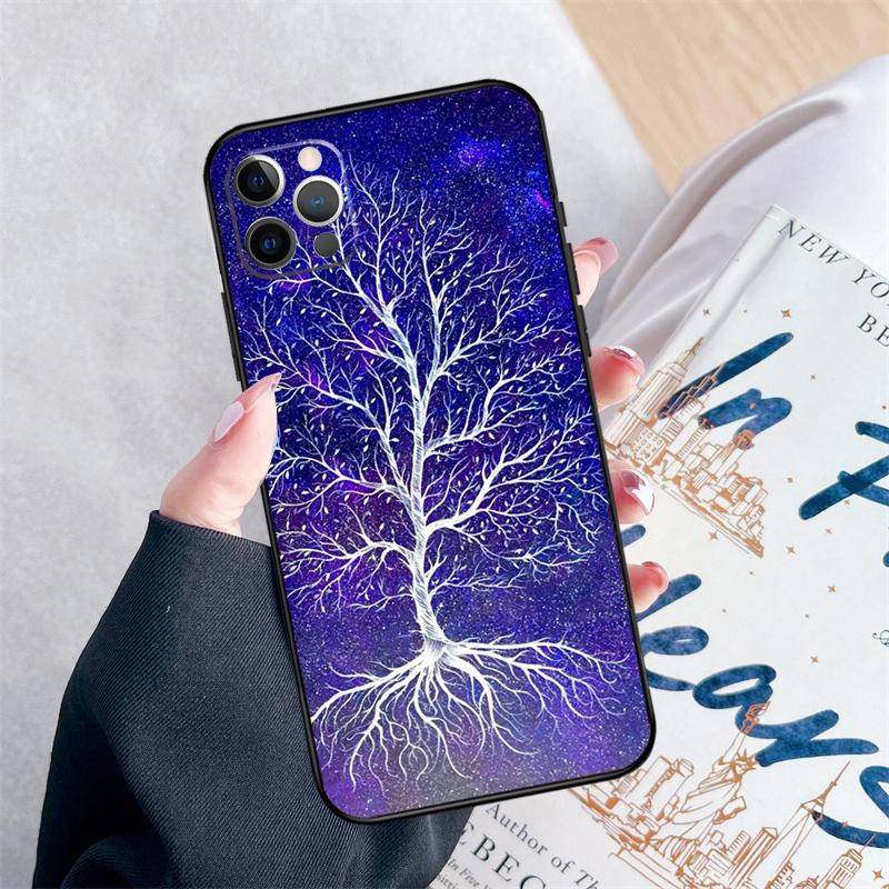 Tree of Life Space Galaxy Stars Phone Case For iPhone 16 Pro Max 11 12 13 Mini 14 15 Pro Max 15 16 Plus XR 16e Cover Coque