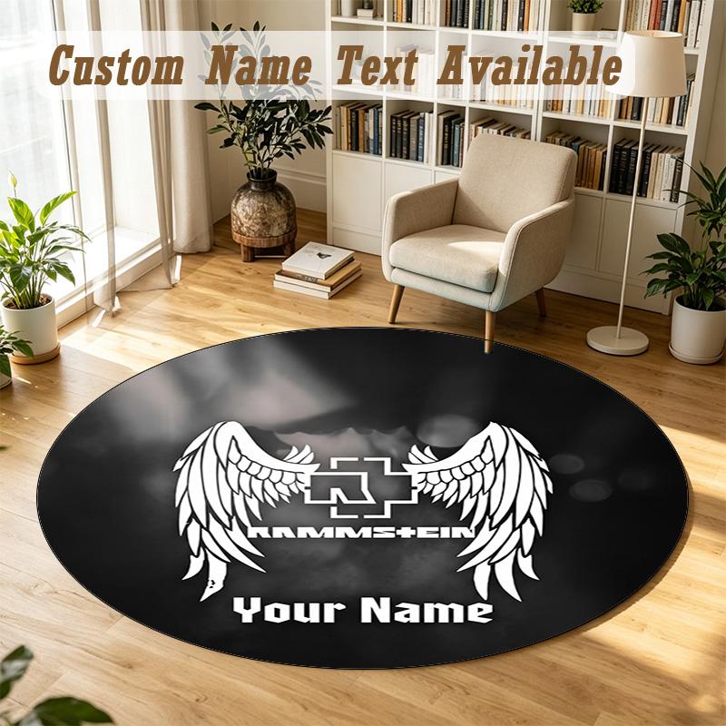 Round Rug Custom NameRammstein Pattern Non Slip Carpet Home Floor Decor