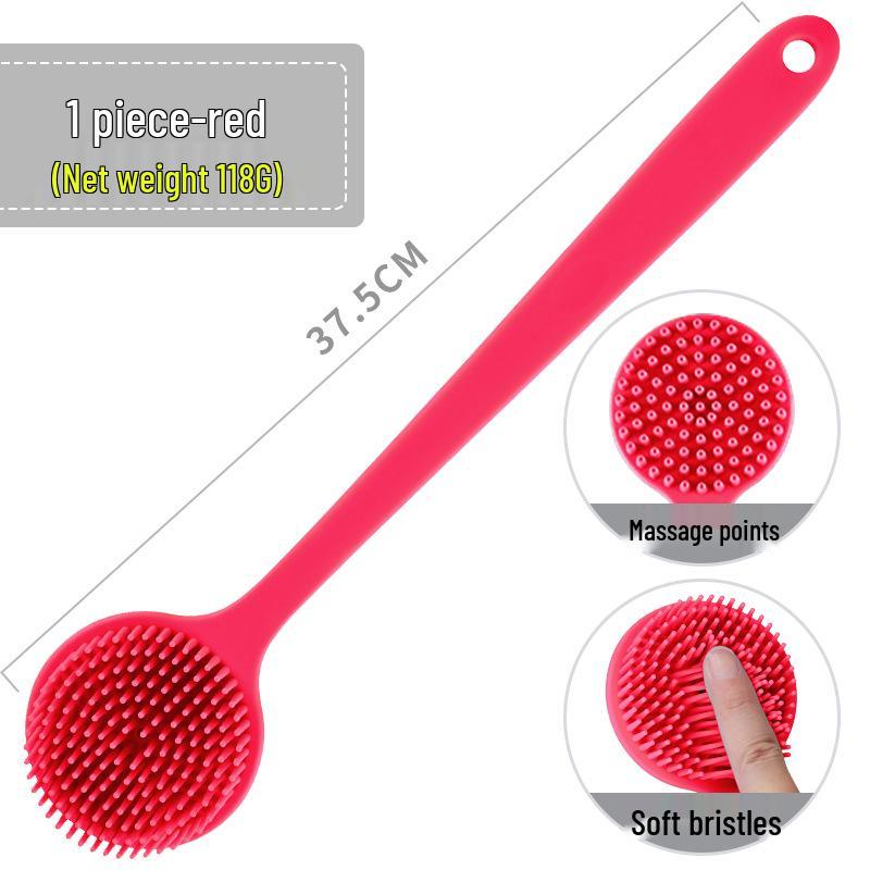 Silikon Badbürste mit langem Griff, doppelseitig: Rückenbürste und Massagegerät für einfaches Baden