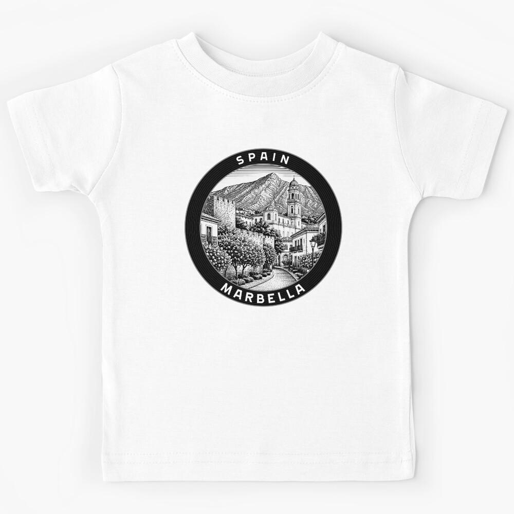 Marbella Spain Linocut Style Kids T-Shirt 160