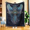 1pc Mystical Cross Flannel Blanket | High-Definition Digital Print, All-Season, Skin-Friendly Soft 100% Polyester, Perfect Gift for Family and Friends