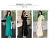 2026 Summer Korean Style Women's Polo Collar Short Sleeve Wool Knit Dress, Waist-Cinching, Slimming Long Dress.