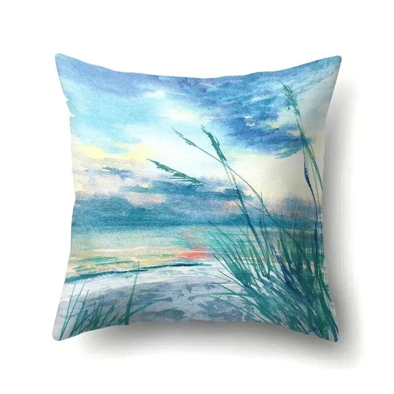 Landscape oil painting printed pillow case home bedroom room decoration office seat living room sofa cushion cover 45x45cm