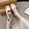 Large size women's shoes literary silver single shoes summer new Velcro Mori female style Mary Jane shoes breathable
