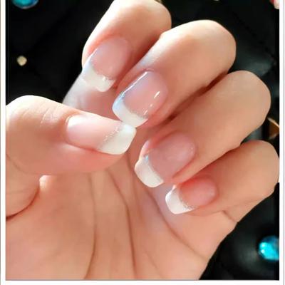 24 Pieces Short False Nails Press- Nails Glitter Manicure Nail Patches 10ml