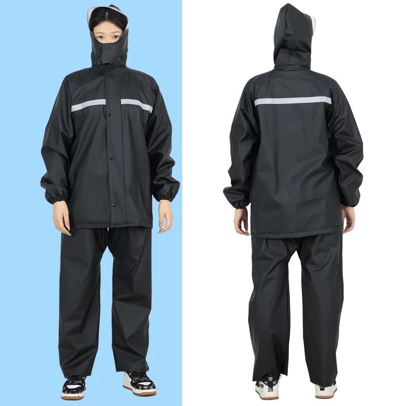 Raincoat and Rain Pants Split Set for Cycling, Outdoor Heavy Rain Protection Raincoat Set, Full-Body Motorcycle Delivery Raincoat