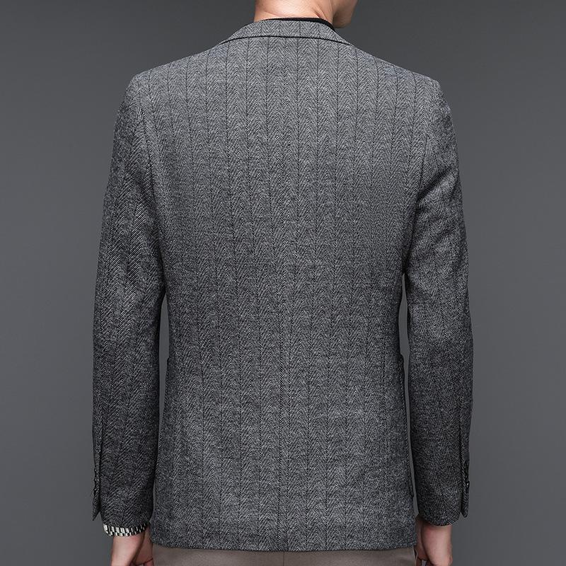 Осенне-зимний новый негигроскопичный шерстяной костюм мужской корейской версии тонкий — фото 3