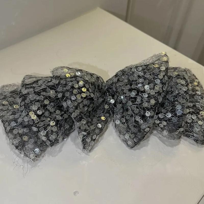 Cute Style Sequins Bowknot Shape Hair Claw Summer Hair Accessories for Women High Ponytail Party Anti-Slip Hairpins