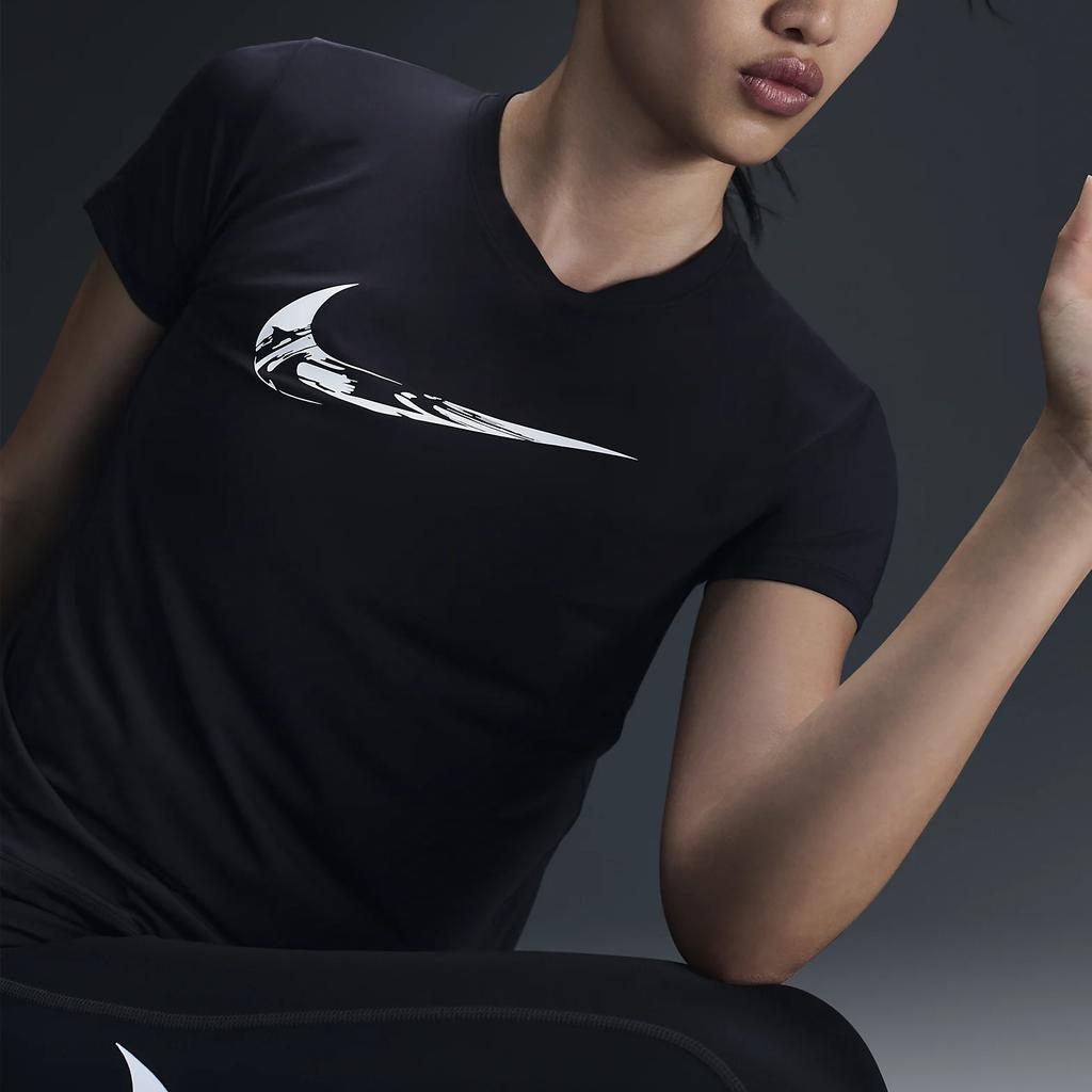 Nike Dri-Fit One Logo Print Comfortable Round Neck Running Short Sleeve T-Shirt Women T-Shirts Black FV6374-010