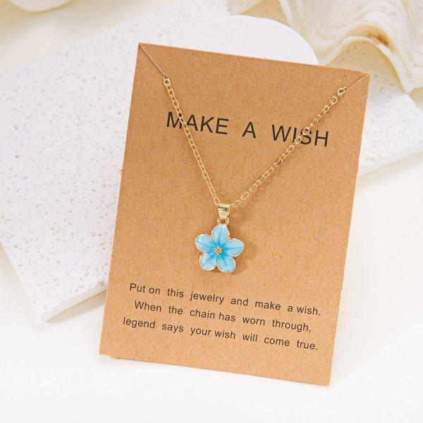 New Flower Pendant Necklace for Women Romantic Cherry Blossom Gold Color Metal Chain Choker Party Wedding Neck Jewelry