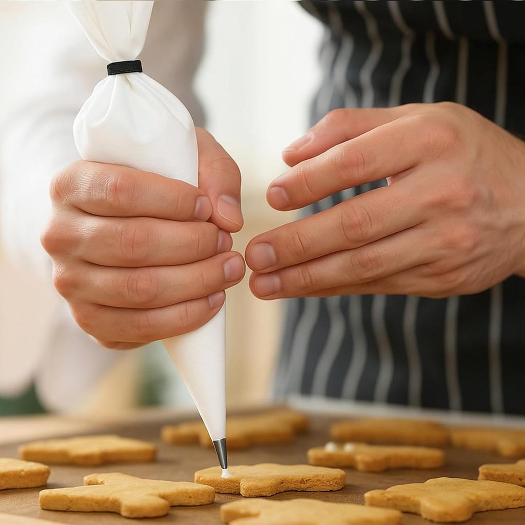 4PCS Pastry Bags Reble,White Cotton Reble Piping Bag, Hanging Big Pipings Bags, Used to Decorate Various Cake Cookies, Cream Puff, Ice Cream, Donut