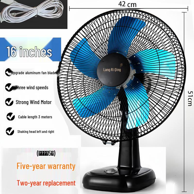 Tichý 16palcový oscilační stolní ventilátor pro domácnost, kancelář, studentskou kolej nebo k použití u postele