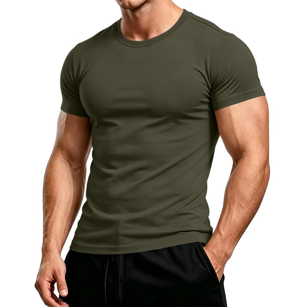 Men's Fashion Cotton Neck Short Sleeve T-Shirt for Everyday Casual Wear