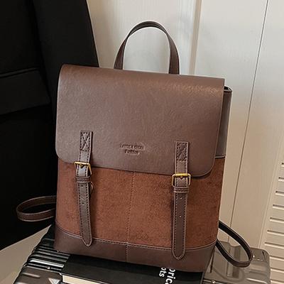 Autumn New Contrasting Color Backpack 2025 Large-capacity Fashion Casual Bag European and American Retro Multi-purpose Backpack Shoulder Bag