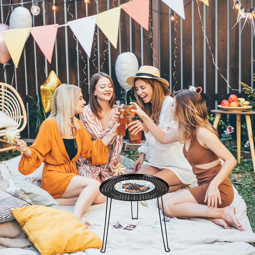 Venkovní piknikový stůl skládací kulatý stůl pro zahradní kempování piknik BBQ