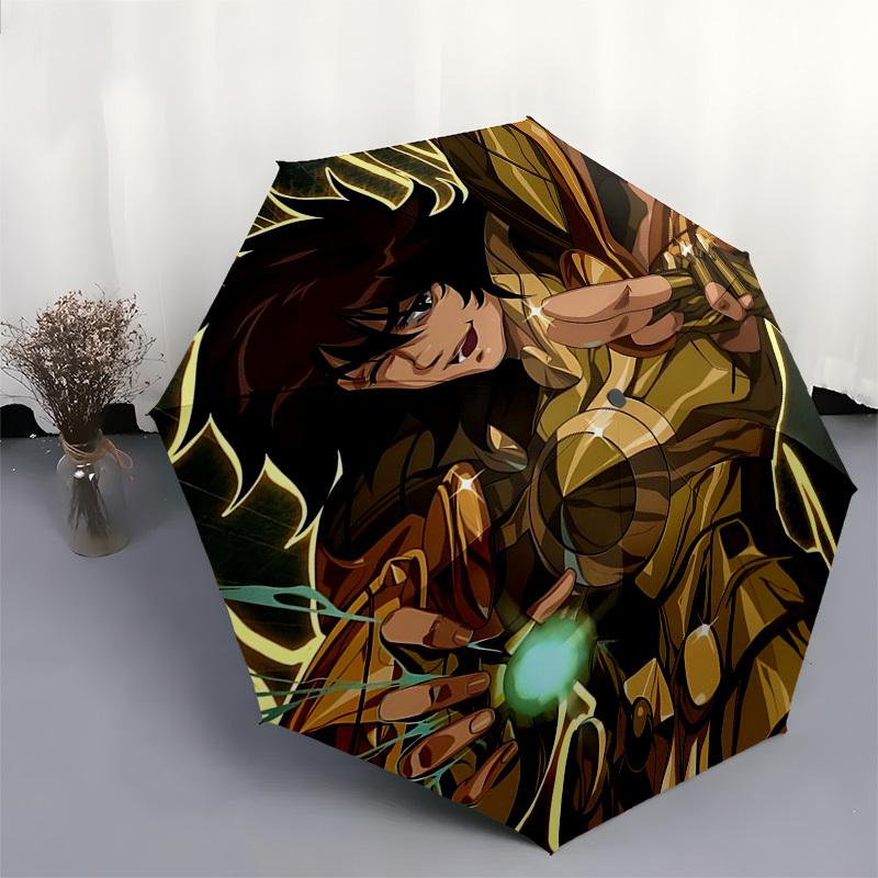 1pc Golden Armor Warrior Auto Open Umbrella, Portable Folding Design with 8-Bone Iron Frame, Outdoor Gift for Fans, Travelers, Daily Use.T025