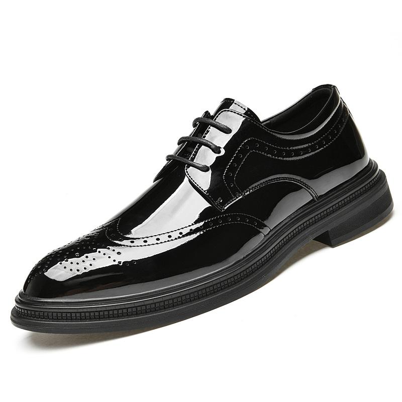 

Men s shoes lace-up leather suit Korean versi breathable Brock patent leather casual business formal leather shoes fashi 39