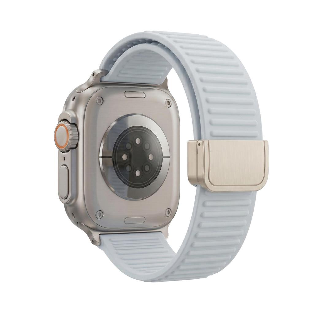 For Apple iWatch 8/9: Mountain Texture Magnetic Loop Silicone Band S11