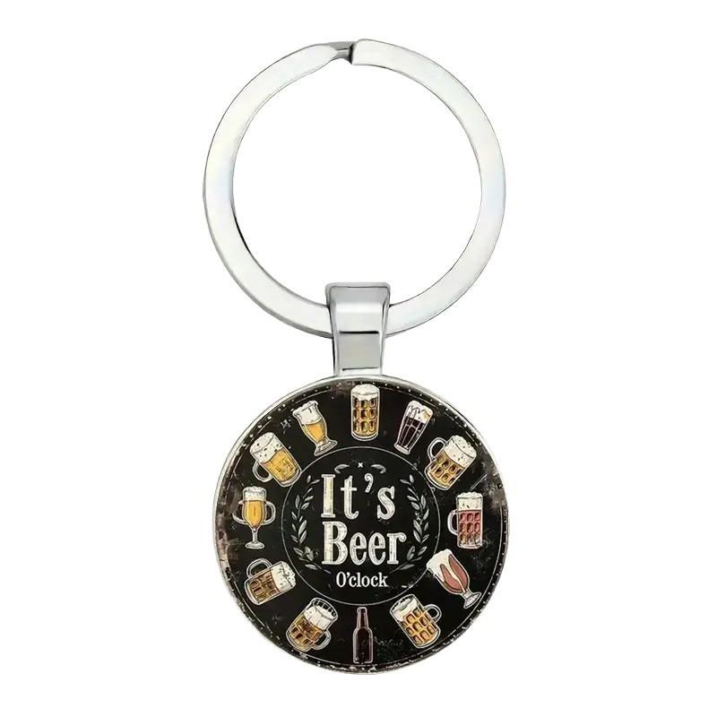Beer Time Keychain Zinc Alloy Pendant Gift For Beer Lovers And Party Enthusiasts