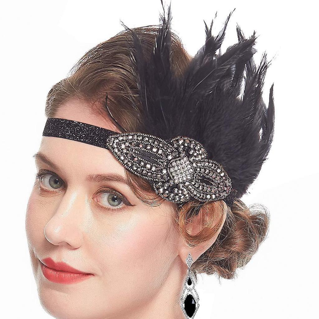 Retro Gatsby Dance Party Feather Headband Accessories
