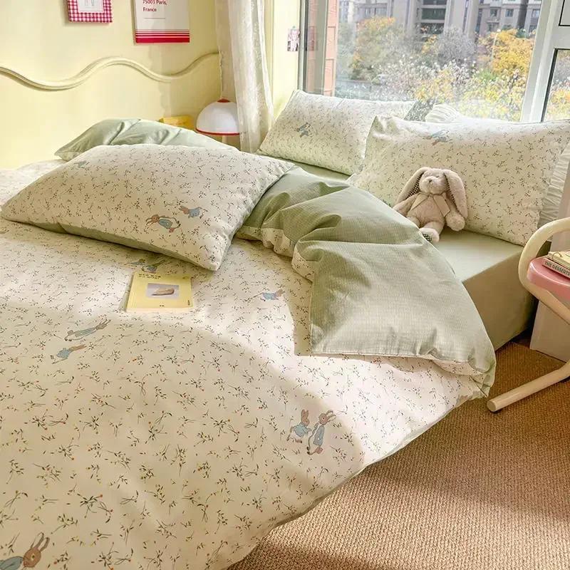 

Двусторонний цветочный принт AB 100% хлопок Постельный комплект queen мягкий, приятный к коже, комплект пододеяльника с простынями, комплекты покрывал 1.2m 3 pcs set