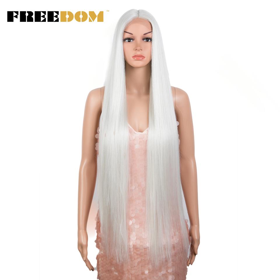 FREEDOM Synthetic Lace Front Wigs For Women Straight Hair Synthetic Lace Wigs 38 Inch Ombre Long Cosplay Wigs Blonde Pink Wig