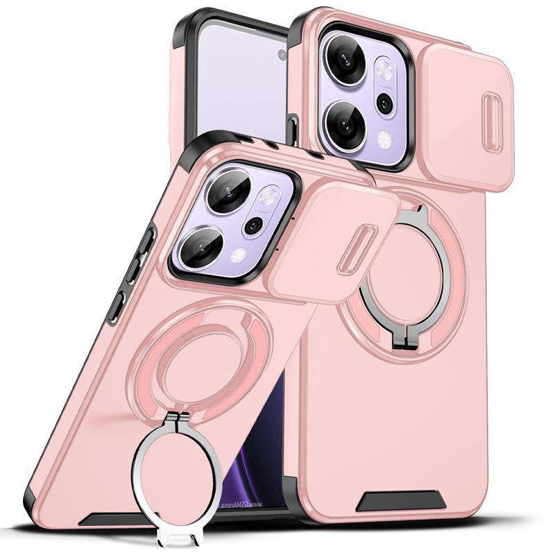For OPPO Reno 14 14 Pro 14F Case Heavy Duty PC+TPU Ring Car Mount Magnetic Stand Slide Camera Cover for Reno14