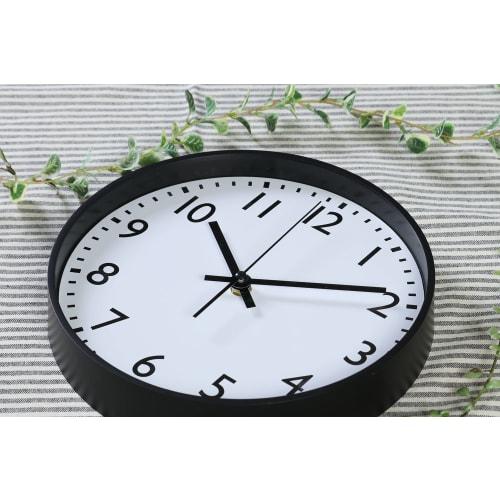 Fujiboeki Wall Clock, 25cm W X 4cm D X 25cm H, Black, Silent, Continuous Second Hand, Simple Design, 37858, Small