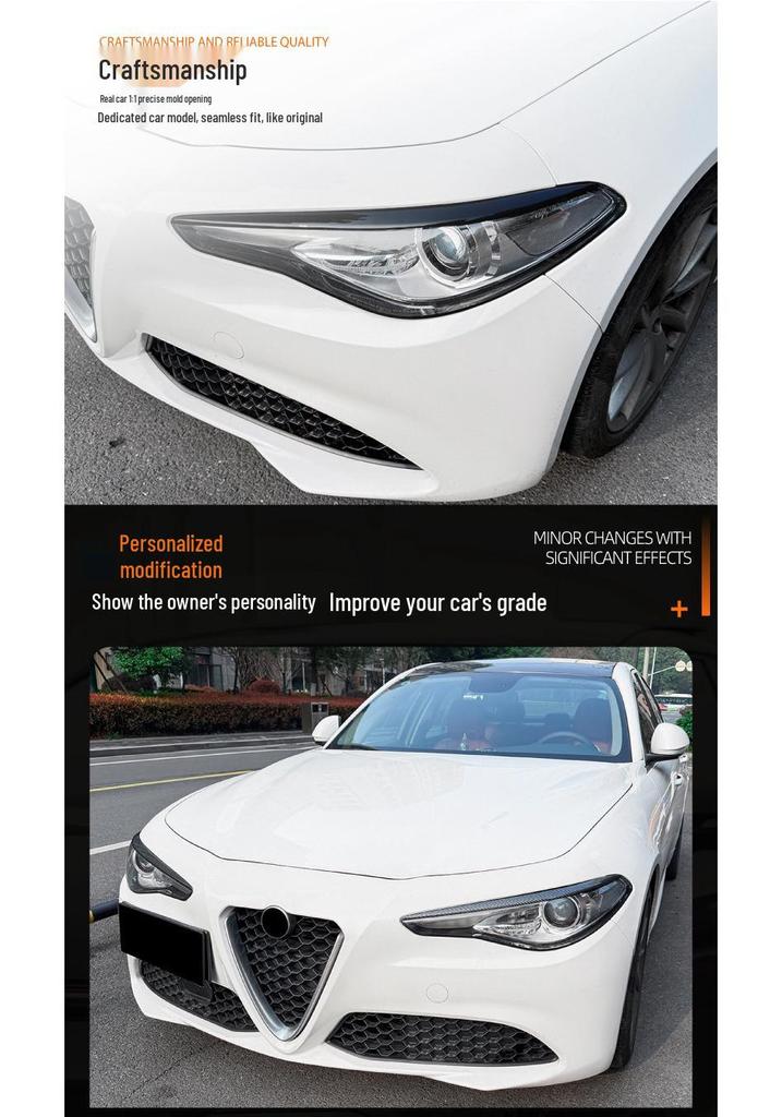 Headlight Eyebrows Stickers for Alfa Romeo Giulietta Giulia 2015+ Exterior Modification