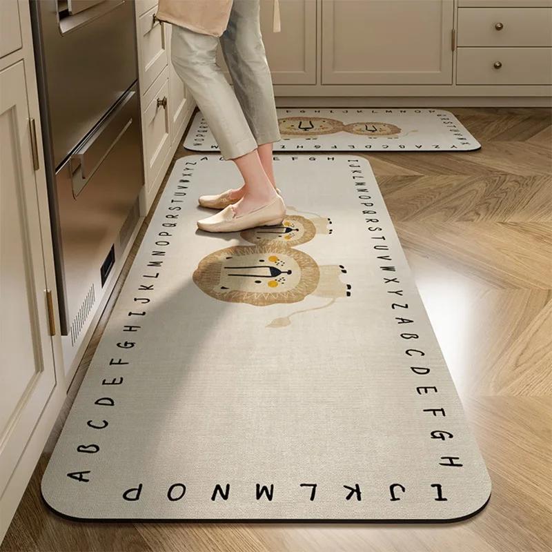 Cartoon Non-slip Floor Mat, Water-Absorbent, Absorbent Foot Mats, Non-slip Area Rug, Quick-Drying, Home Decoration, Kitchen