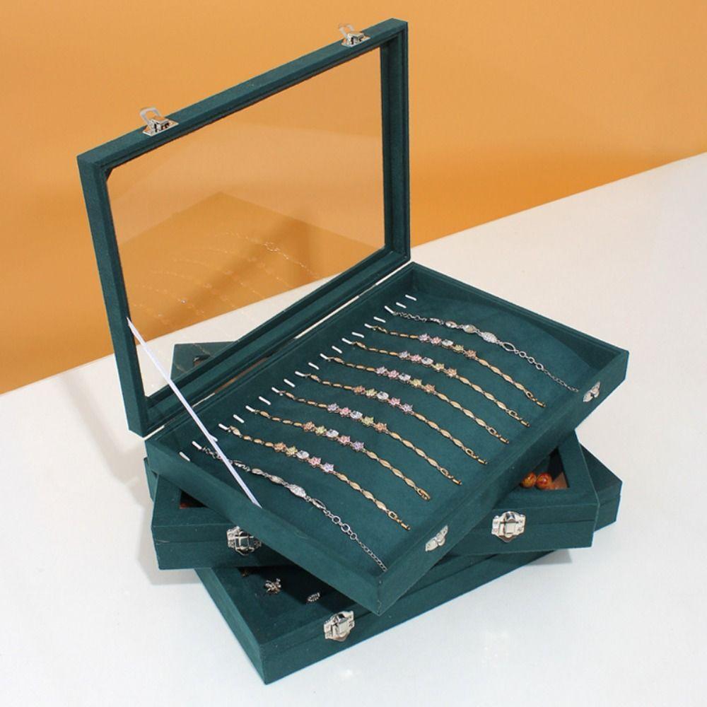 

Лоток для хранения колец и украшений, деревянный держатель для органайзера украшений, бархатная шкатулка для украшений, длинный браслет Blank