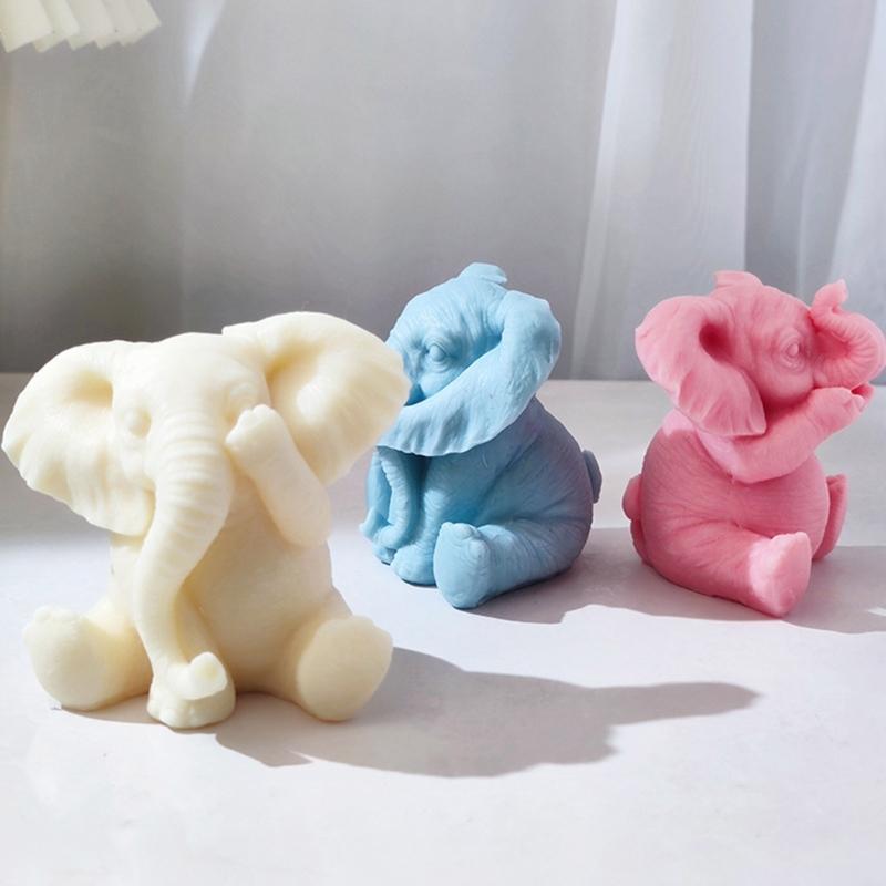 Silicone 3D Elephants Candle Molds Soap Resin Mould DIY Animal Aromatherapy Candle Mold Hand Craft for Home Party-Decor