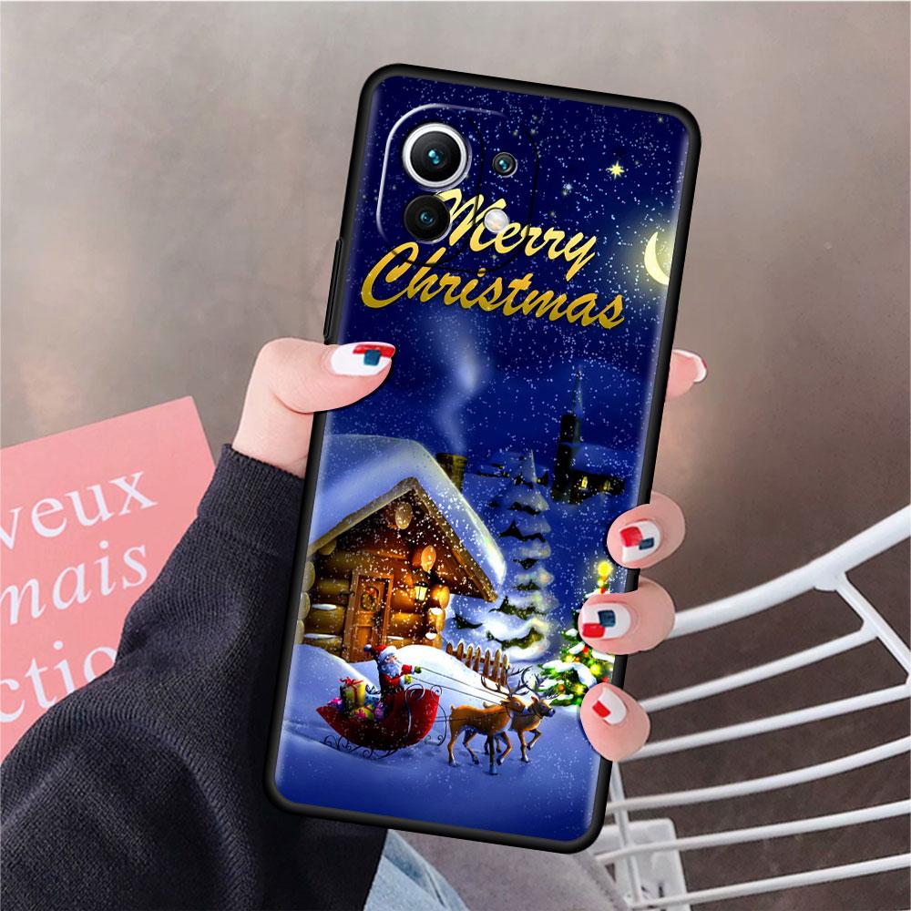 Soft Silicone Case For Xiaomi Mi 11 Lite 5G NE 11T Pro 12S Ultra 12 Note 10 10T 9T TPU Phone Cover Bumper Funda Merry Christmas