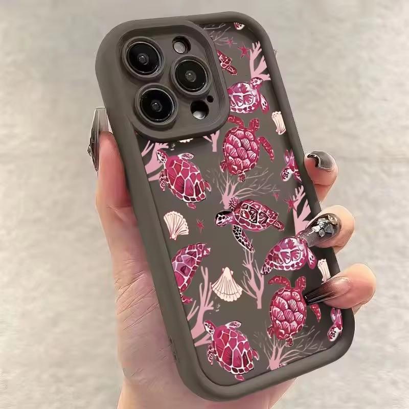 Cute Fashion Turtle Colorful Painting Design Phone Case For iPhone 15 16 Pro Max 14 11 12 13 Pro 7 8 Plus X XR XSMax Soft Cover