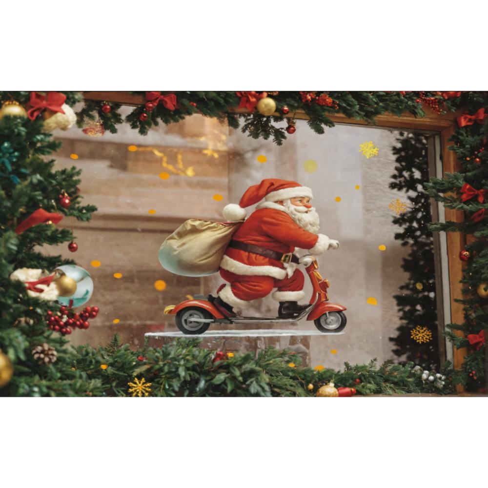 Merry Christmas Background Santa Claus With Car Motorcycle Sending Gifts Flag Banner Indoor Outdoor Party Christmas Decoration