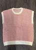 Women's Striped Knit Summer Top - Loose, Short-Sleeved, Round Neck, Casual Hollow Design Sweater