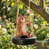 Hängende Eichhörnchen-Reifenschaukel Lebensechte Eichhörnchen-Statue Ornament Gartendekoration Schaukel Innen