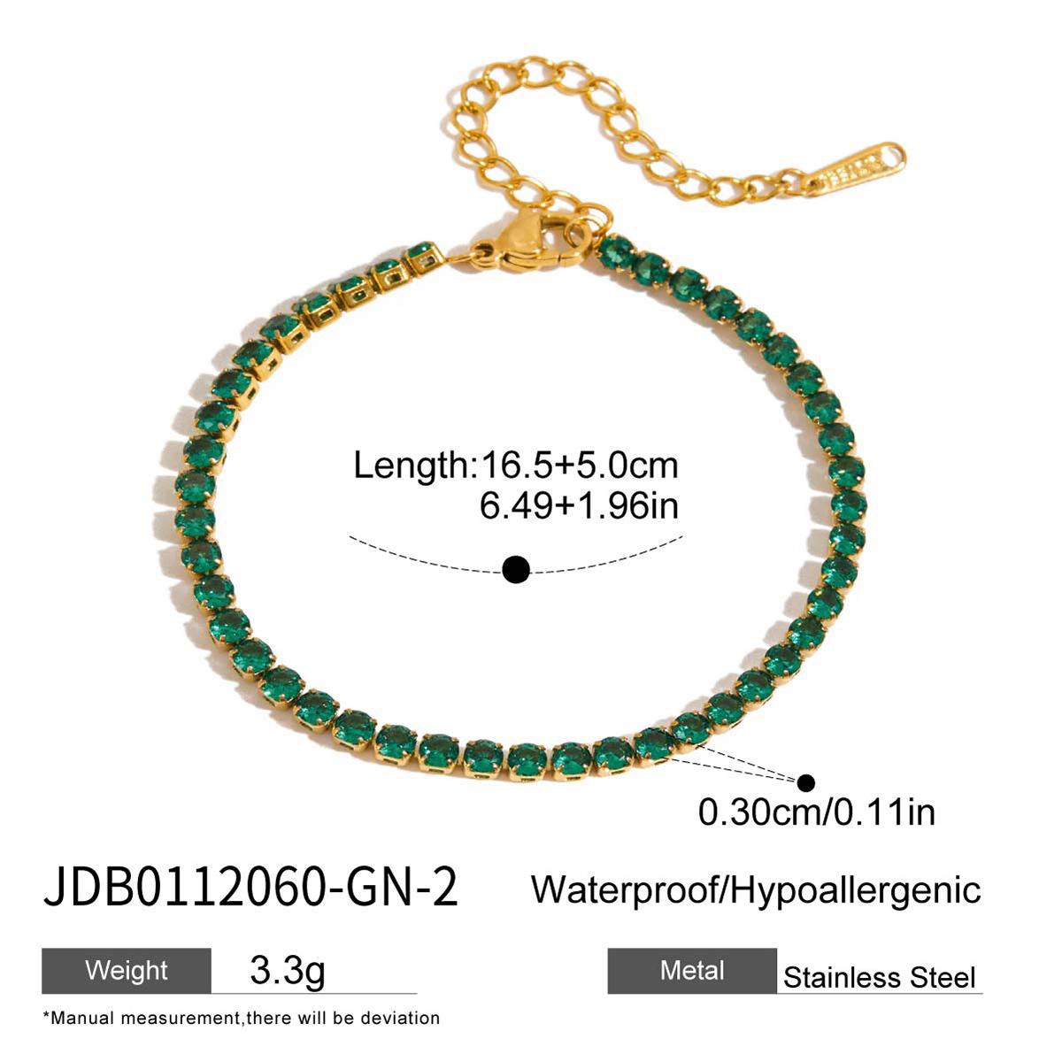 Youthway High Quality Green Zirconia Chain Bracelet Elegant Luxury Stainless Steel Waterproof Charm Pendant Wrist Jewelry