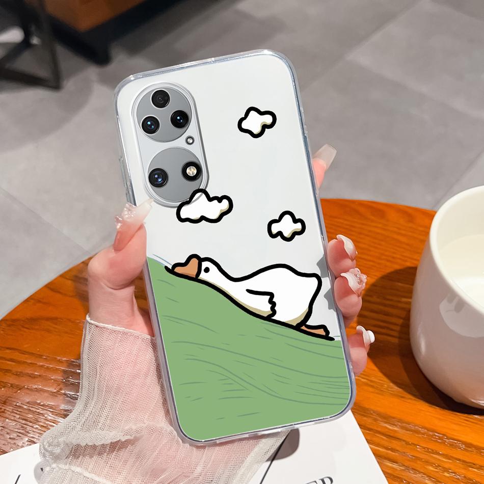For Huawei P50 Pro P50E Phone Case Lucky Flowers Patterns Transparent Protective Funda For Huawei P 50 Soft TPU Silicone Bumper