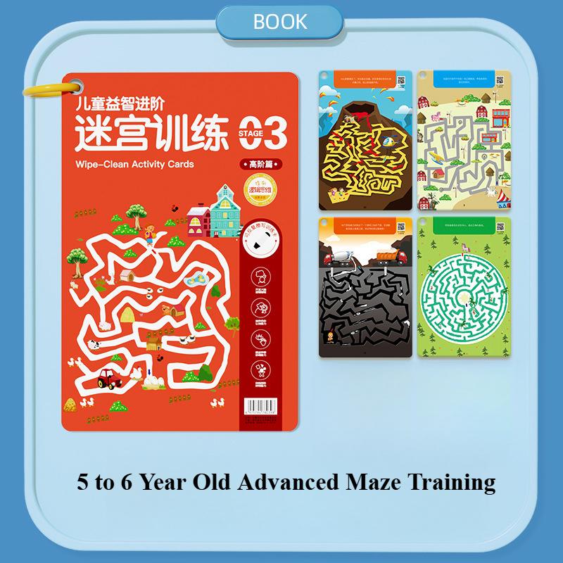 Maze Tracing Activities Reusable Focus Training Workbook for Kid Pen Control Exercises Sensory Learning Tool for Early Education
