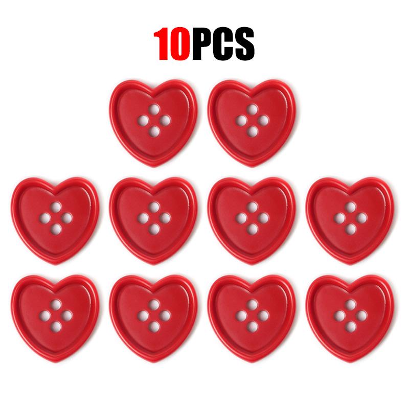 10Pcs Heart Shape Plastic Buttons for Needlework Sewing DIY Sewing Accessories Decorative Craft Supplies Clothing Sweater Button