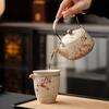 High-End Flint Red Gongfu Tea Set with Ceramic Kettle, Teacups, and Teaplatters