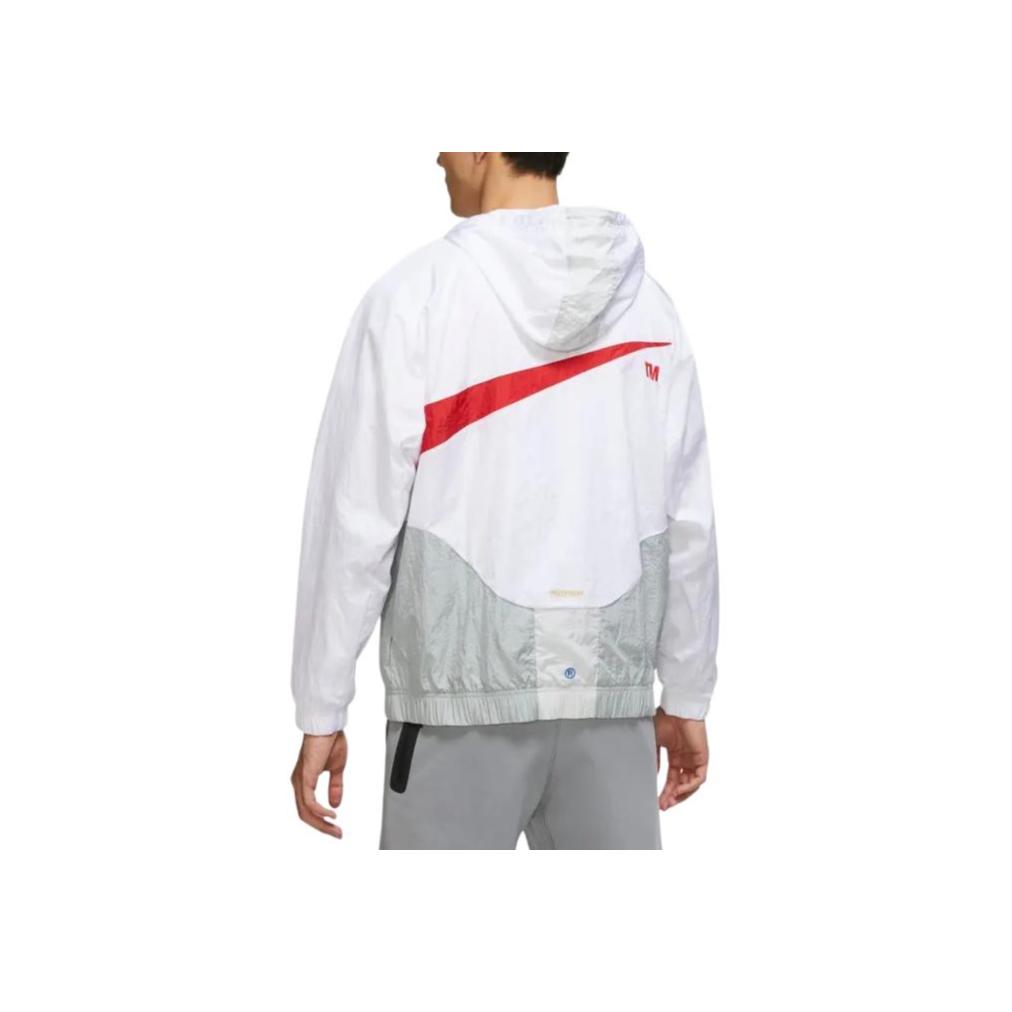 Nike ז'קט קפוצ'ון שרוול ארוך בלוק צבע לוגו מודפס גברים ז'קטים לבן DD5968-100