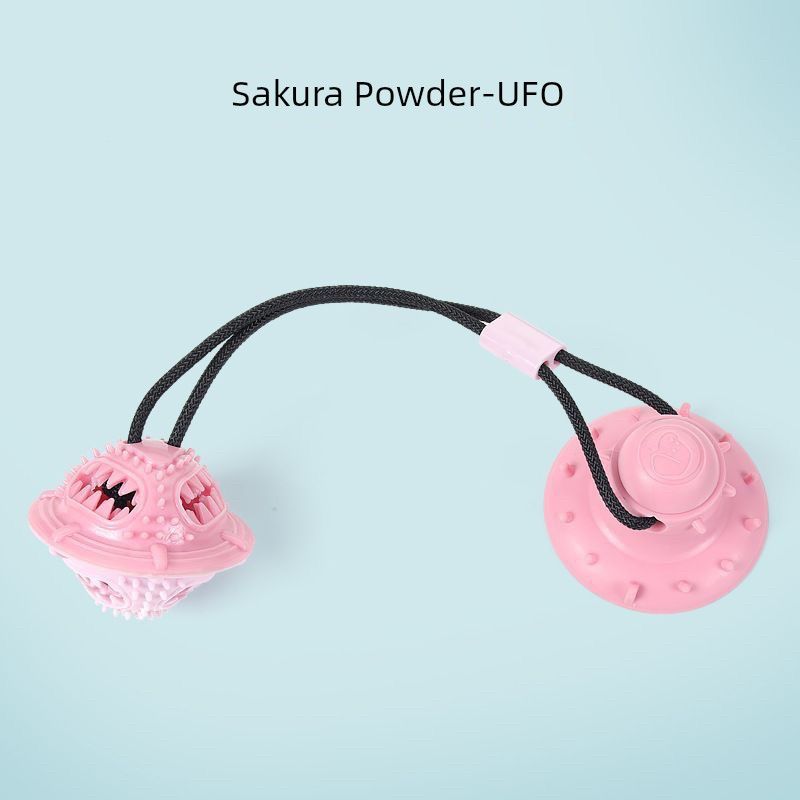 

Pet Sucker Drawstring Toys Bite-Resistant Teeth Cleaning Food Dropping Ball Dog Relieving Stuffy Decompression Dog Toy Pet Supplies Sucker toy-flying saucer-pink