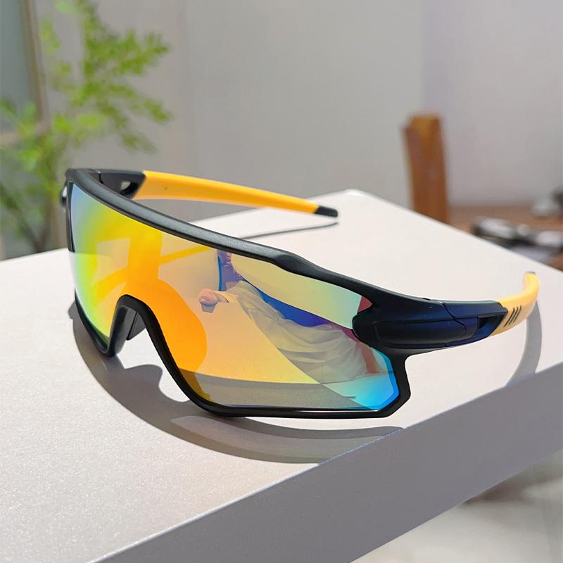 Wrapped Round Sports Goggle Men Mirror Outdoor Protective Cycling Sunglasses Trendy Oversized Windproof Anti-UV Shades