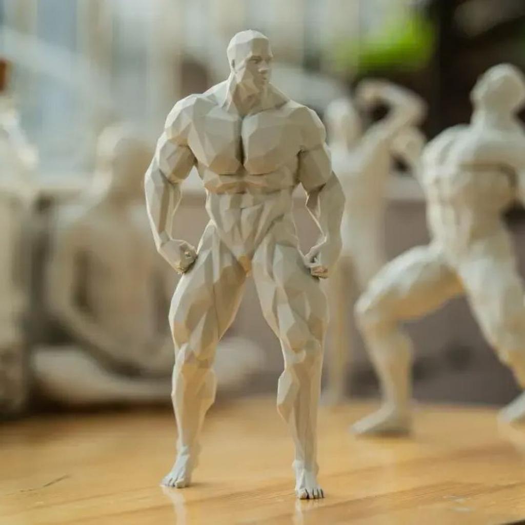 3D Yoga Pose Figurine – Male Plastic Desktop Ornament for Home & Office Decor