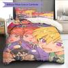Anime-Muster Bettwäsche Steppbettdecke Set Bettbezug Kissenbezug Heimdekoration Geburtstagsgeschenk (1 Bettbezug + 2 Kissenbezüge, ohne Füllung)
