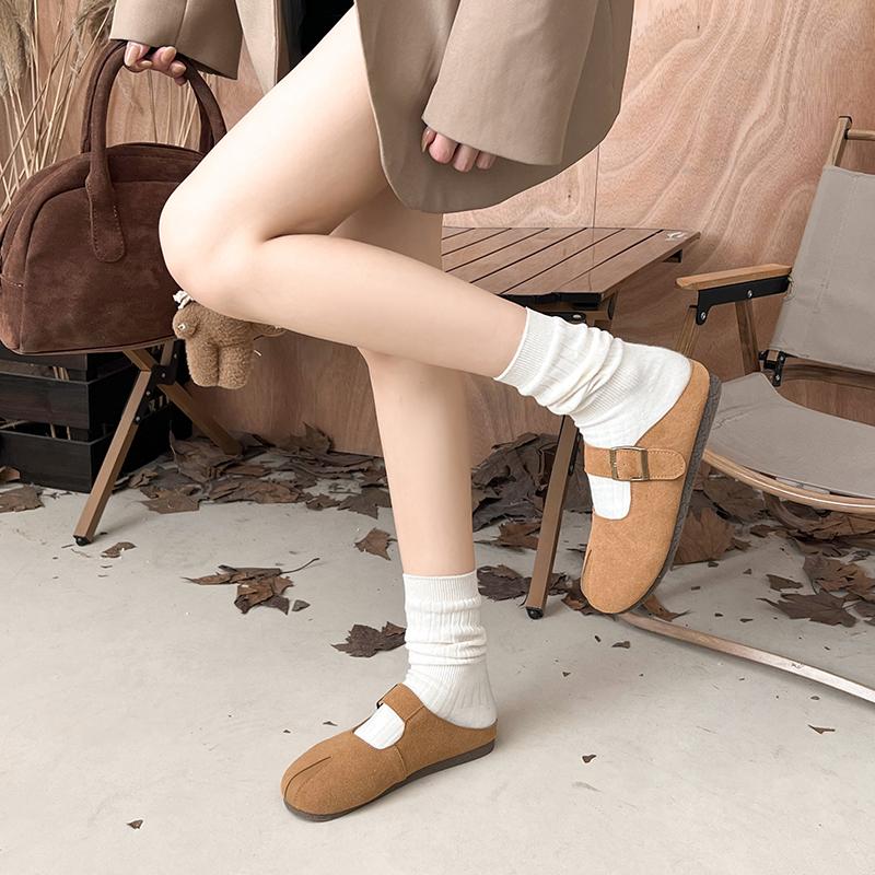 Shoes Woman  Slippers Casual Pantofle Cover Toe Luxury Rubber New Flat Retro Spring Fashion Slides Round Flat Shoes Female